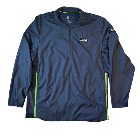 Nike Onfield Apparel NFL Seahawks Men's XL Blue Pull Over Windbreaker 1/4 Zip - Picture 1 of 10